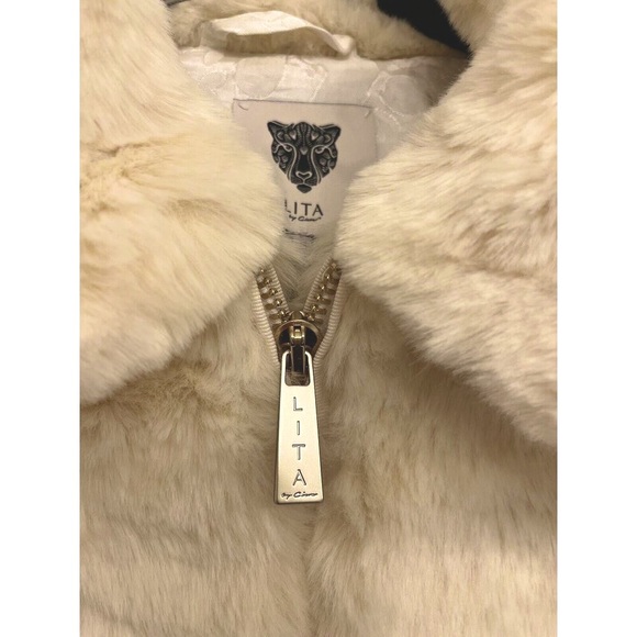 LITA Ciara Faux Fur Bomber Coat Size Medium New With Tags $498 - Picture 5 of 10